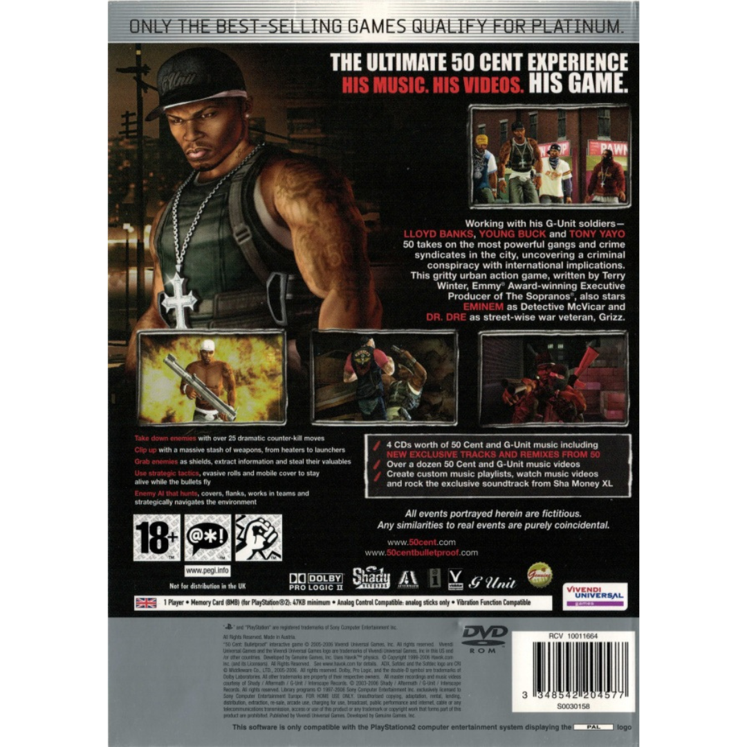 50 Cent: Bulletproof (Platinum) back cover