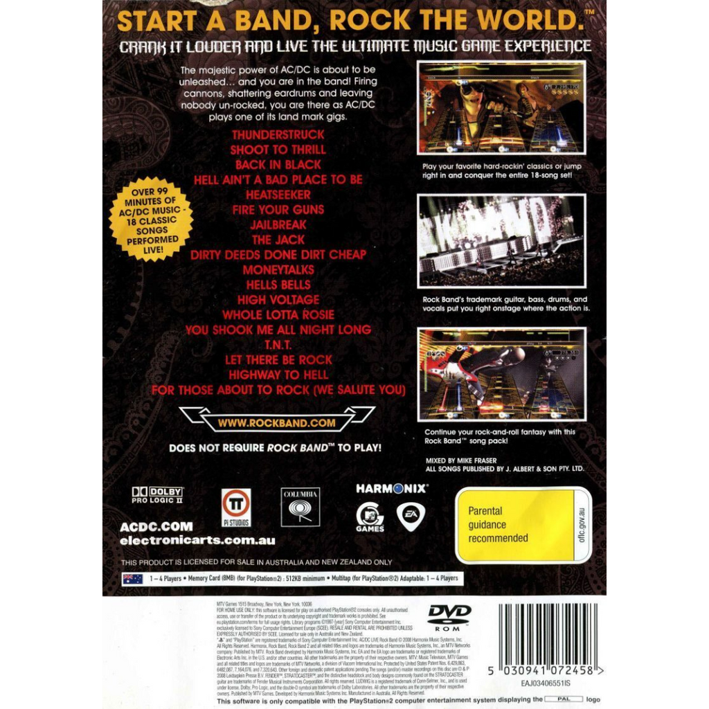 AC/DC Rock Band back cover