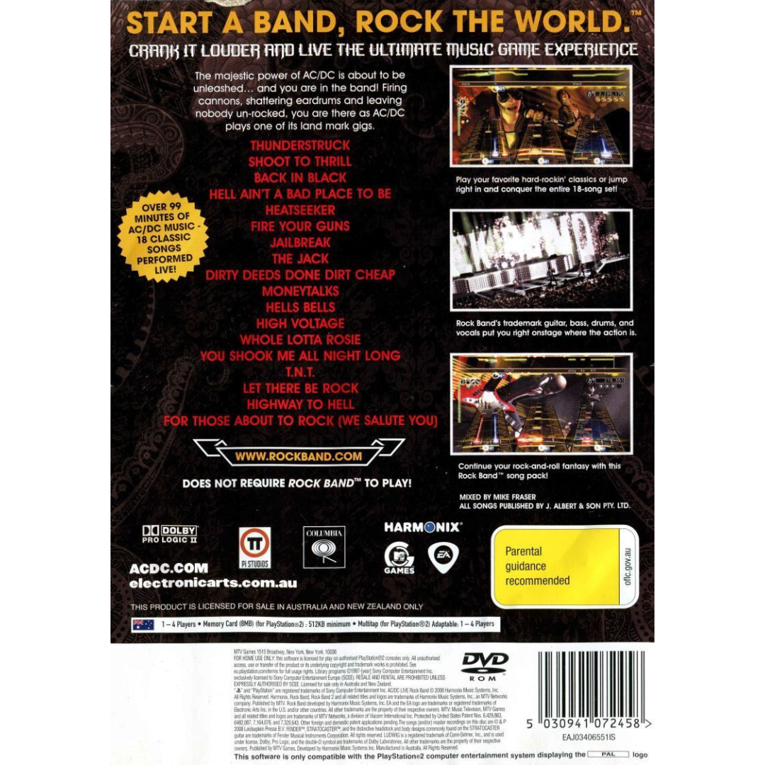 AC/DC Rock Band back cover