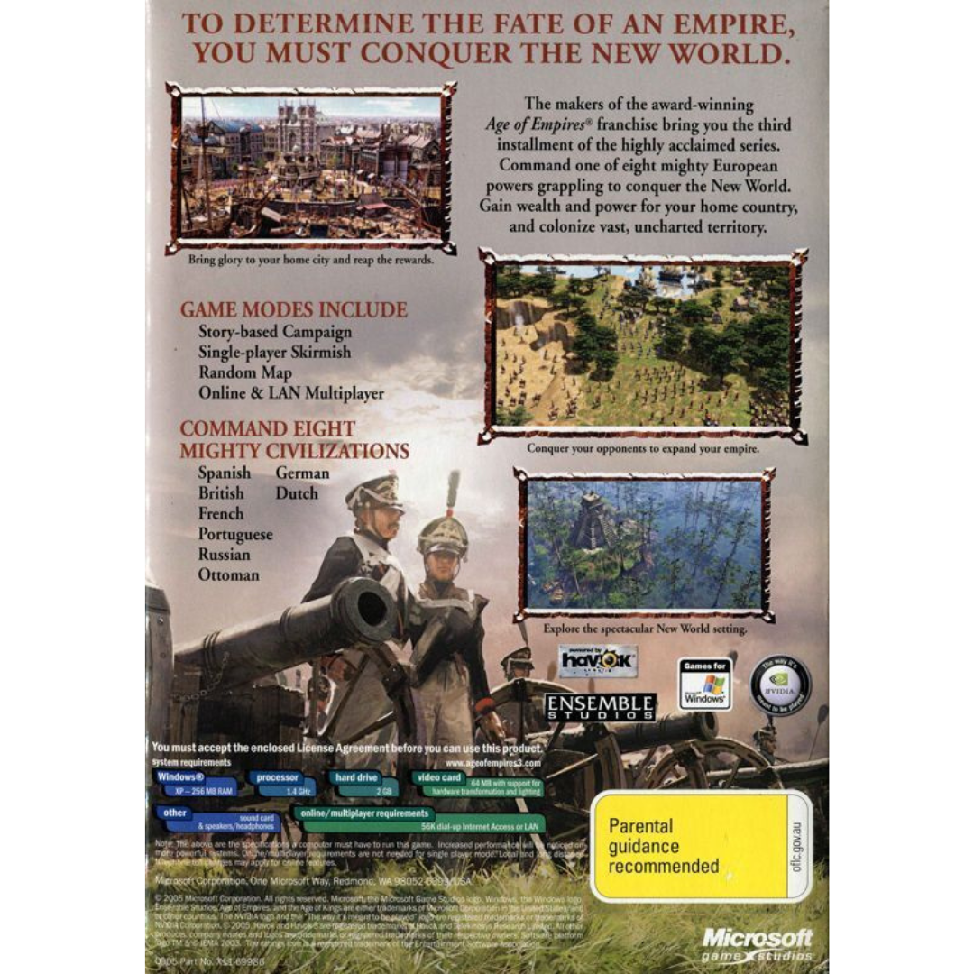 Age of Empires III back cover