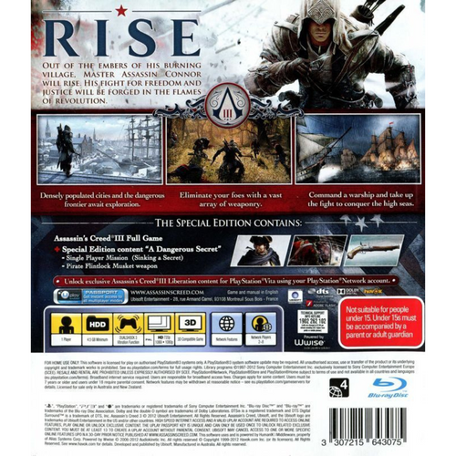 Assassin's Creed III back cover