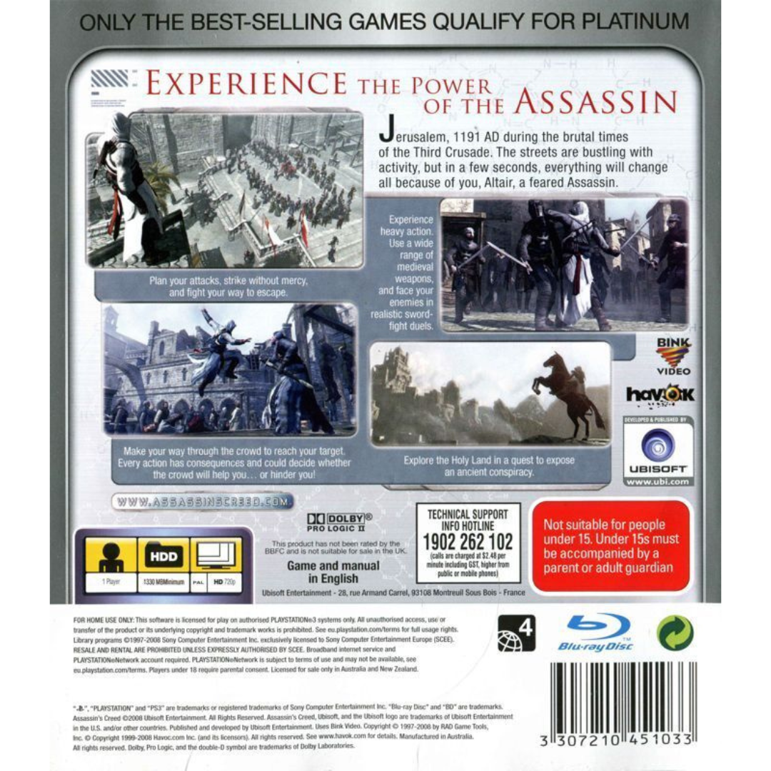 Assassin's Creed (Platinum) back cover