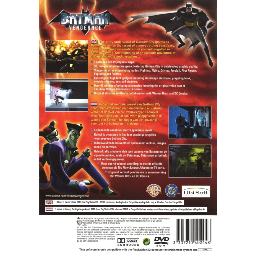 Batman: Vengeance back cover