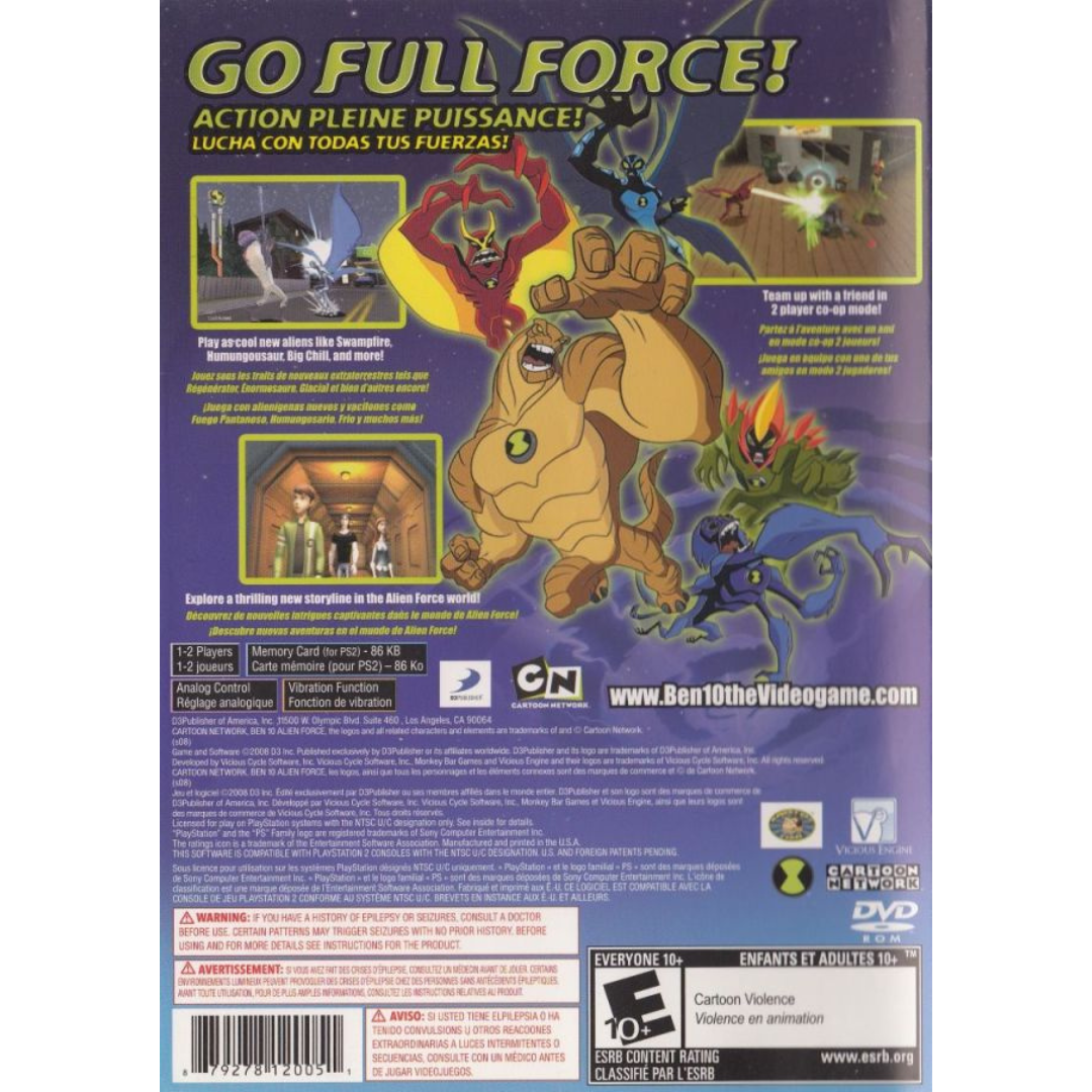 Ben 10 Alien Force back cover