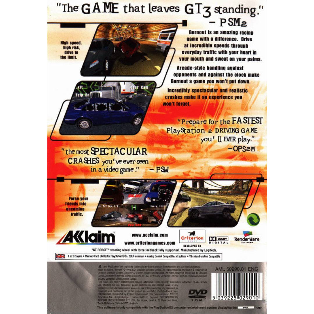 Burnout (Platinum) back cover