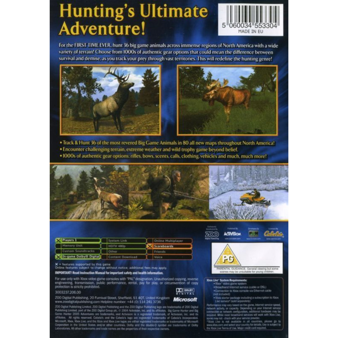 Cabela's Big Game Hunter: 2005 Adventures back cover