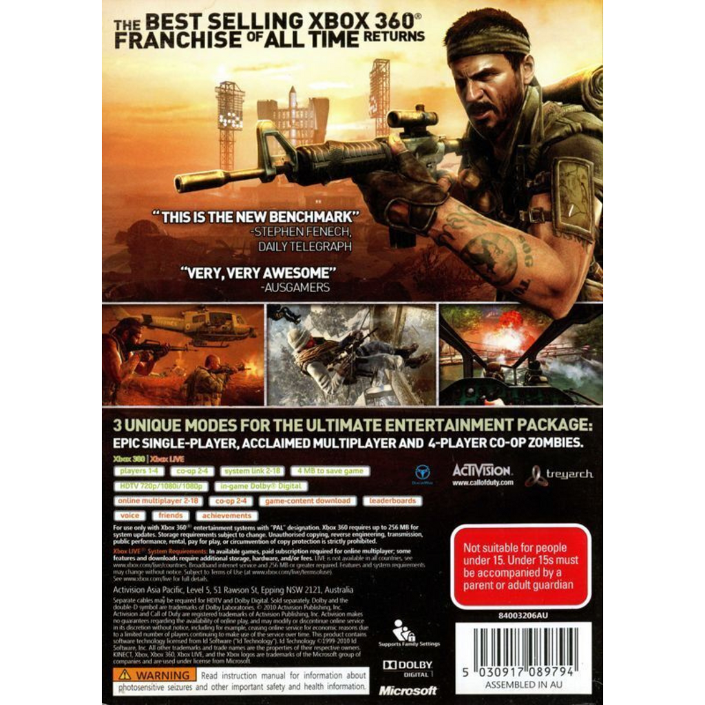 Call of Duty: Black Ops back cover