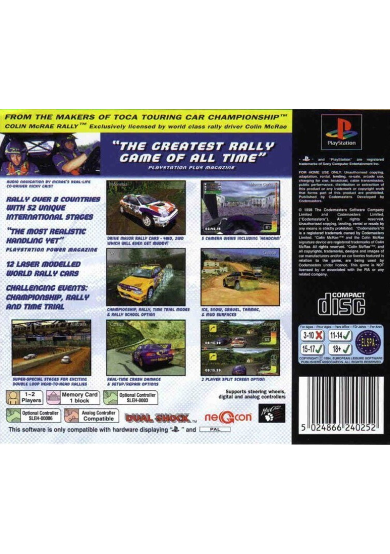 Colin McRae Rally back cover