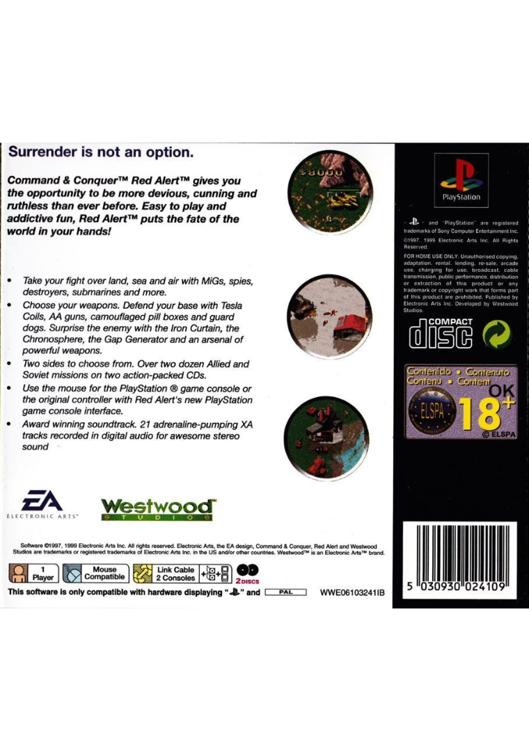Command & Conquer Red Alert (Classics) back cover