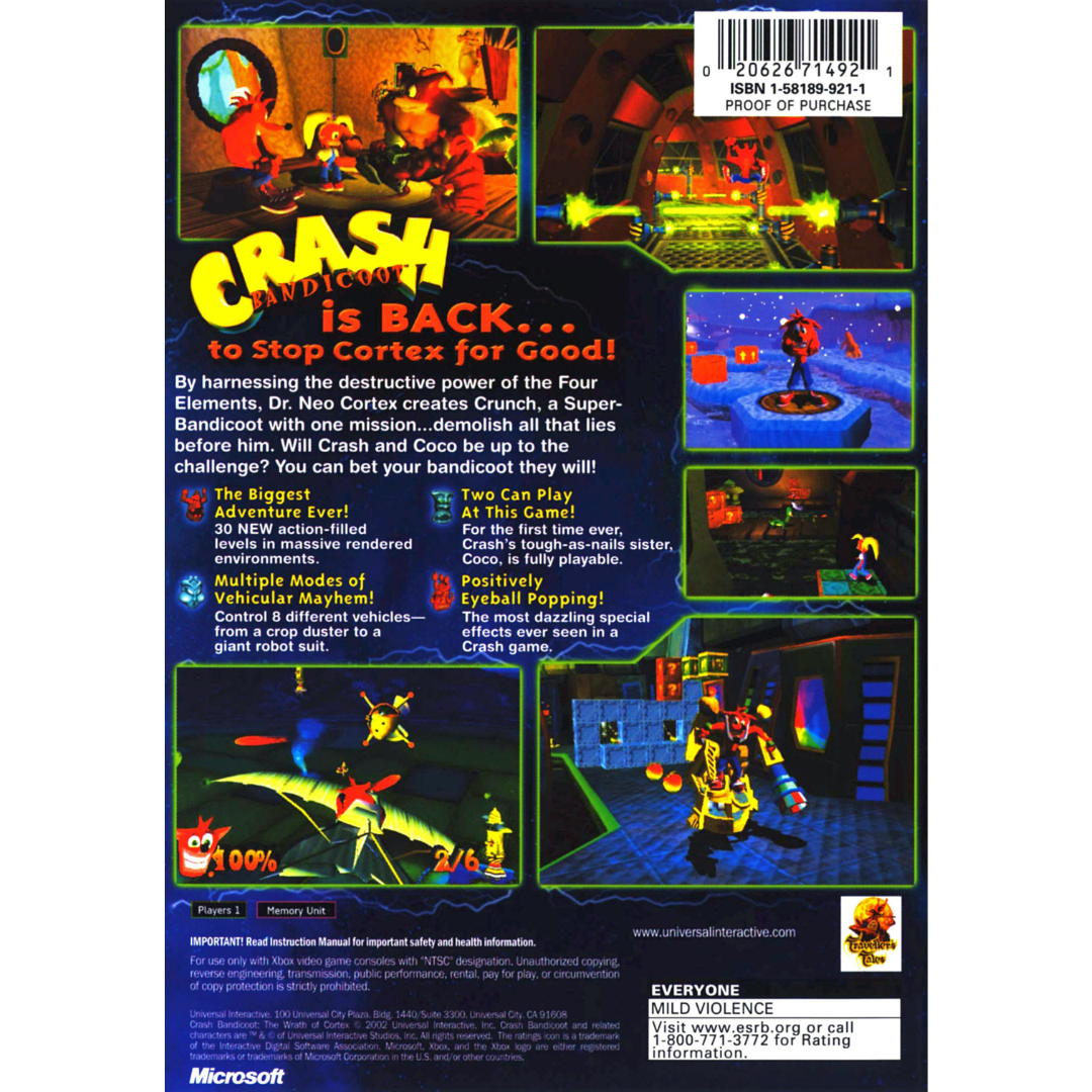Crash Bandicoot: The Wrath of Cortex (Classics) back cover