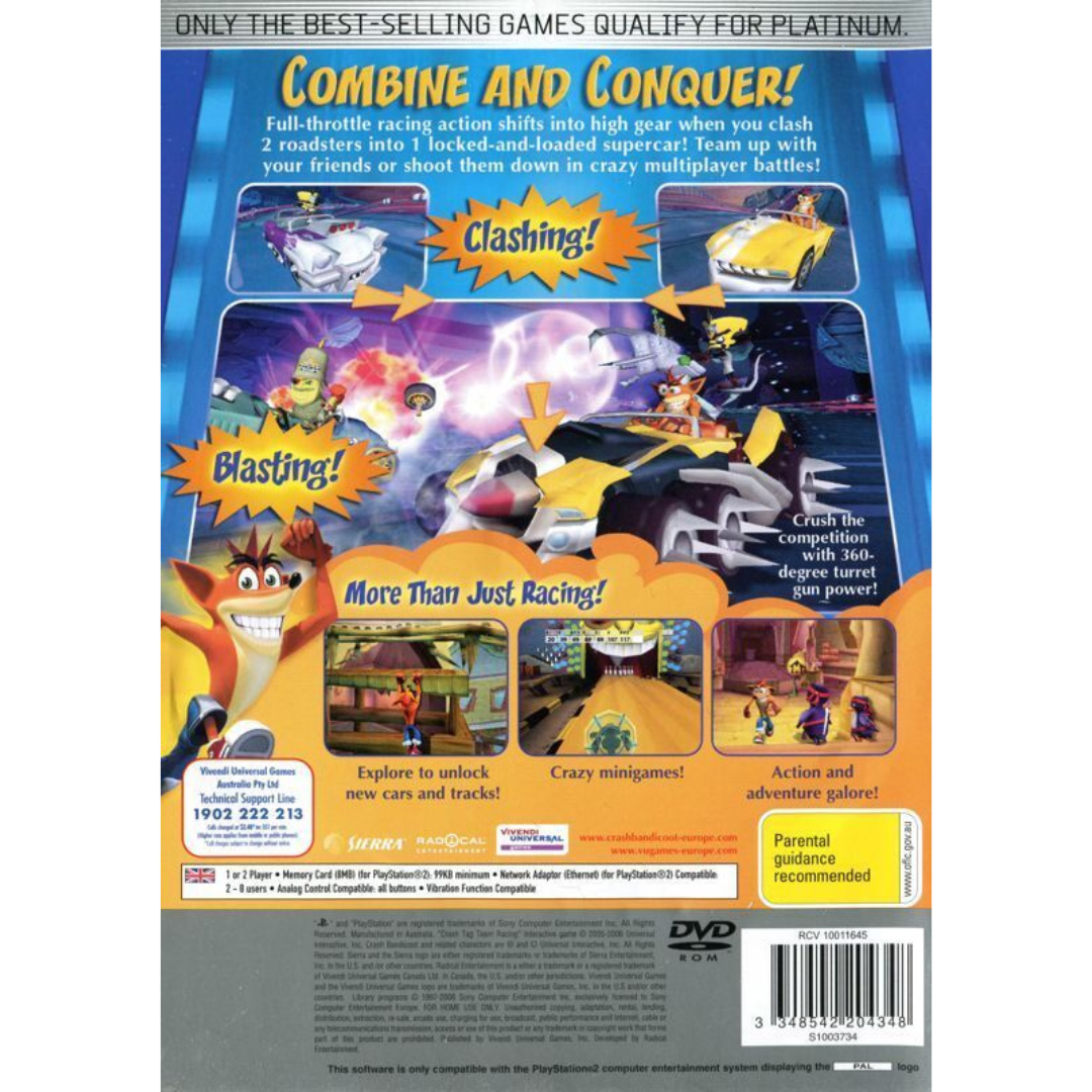 Crash: Tag Team Racing (Platinum) back cover