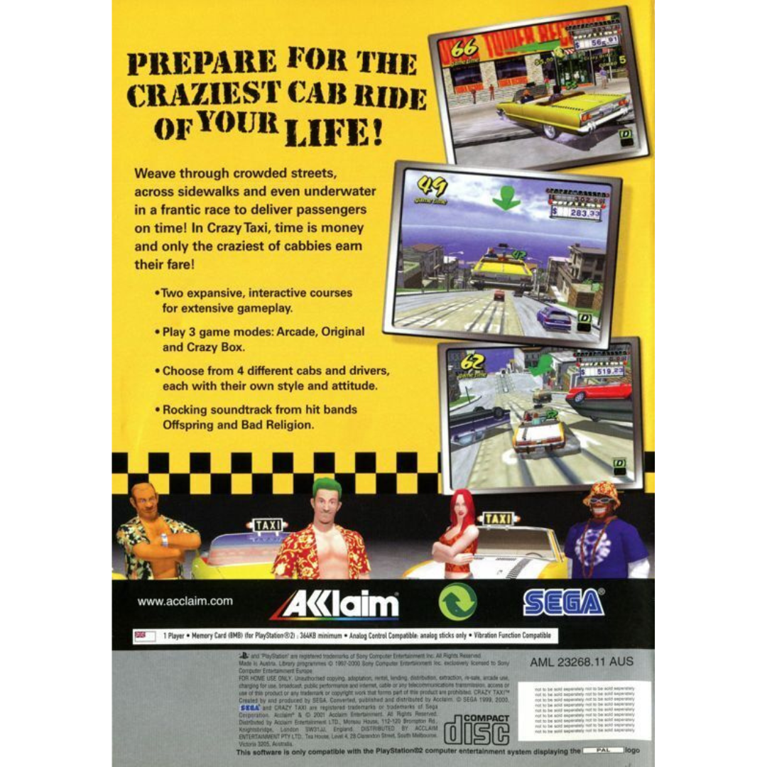Crazy Taxi (Platinum) back cover