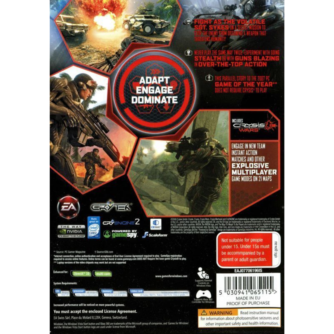 Crysis Warhead back cover