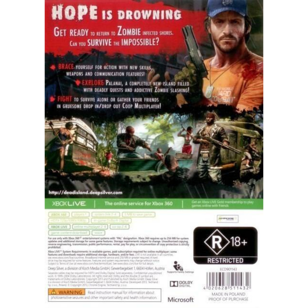 Dead Island: Riptide back cover