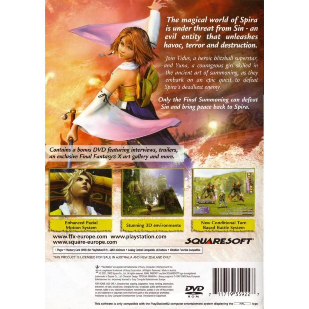 Final Fantasy X back cover