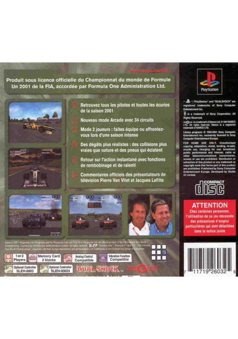 Formula One 2001 back cover