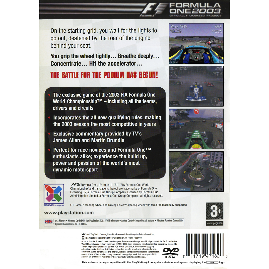 Formula One 2003 back cover