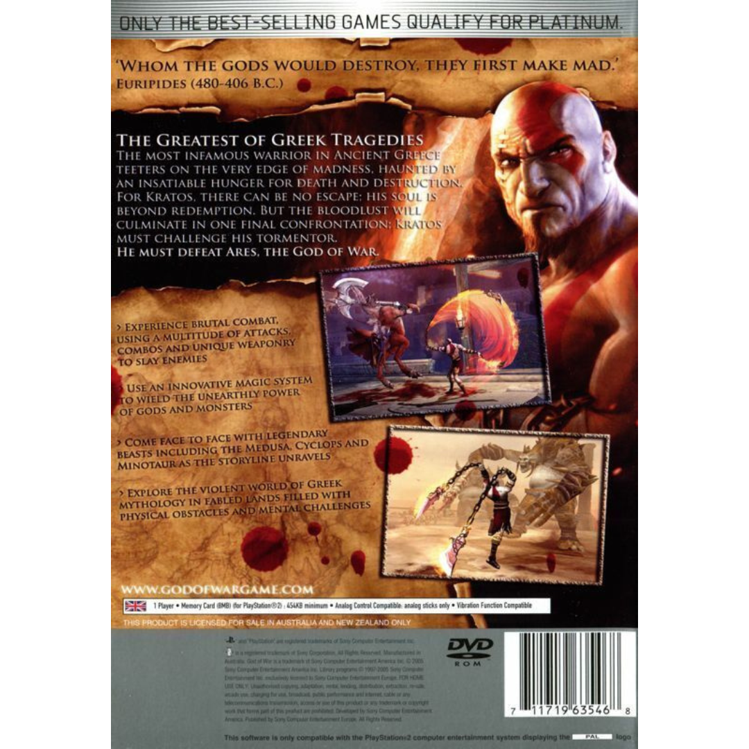 God of War (Platinum) back cover