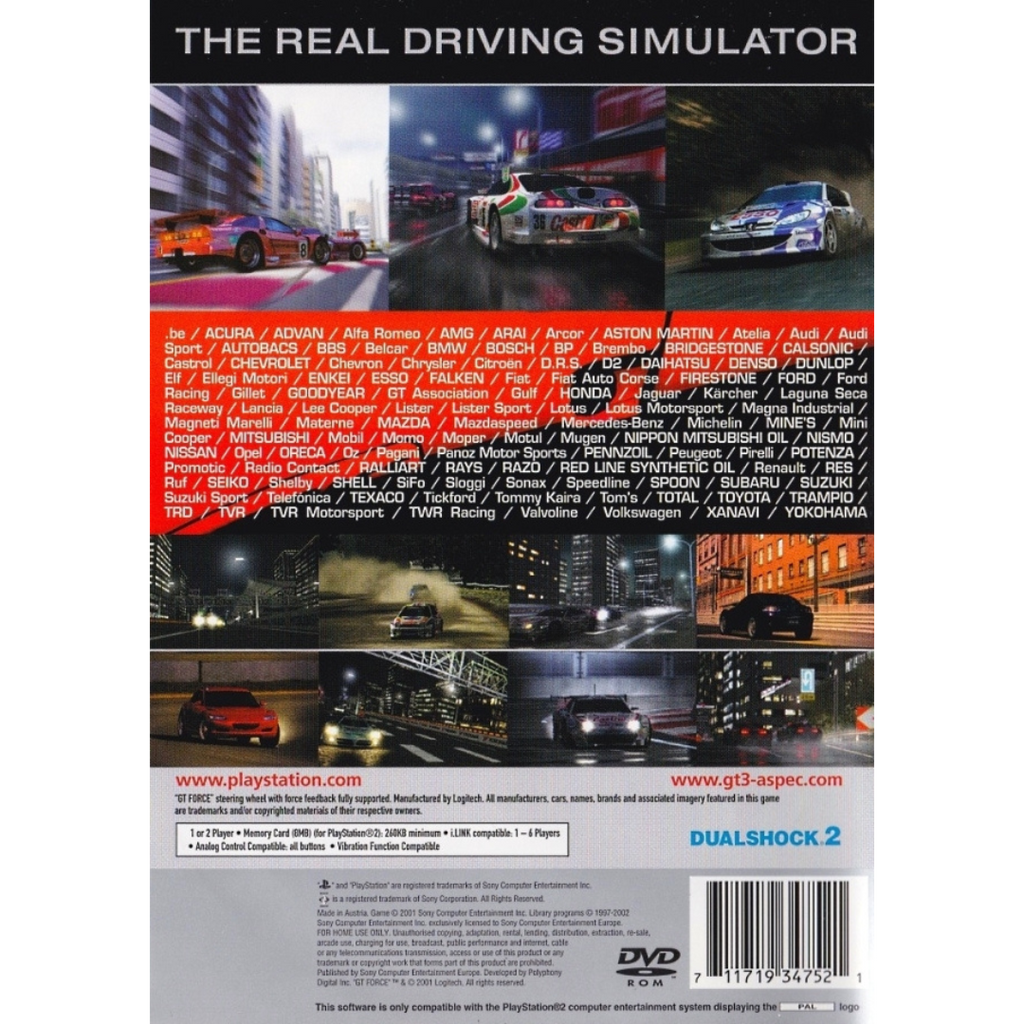 Gran Turismo 3 A-spec (Platinum) back cover