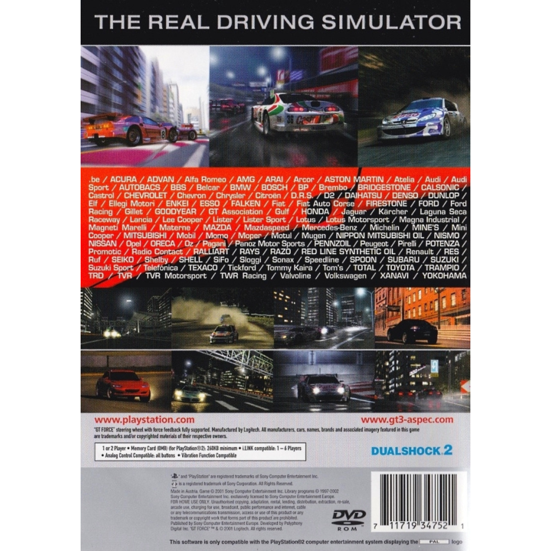 Gran Turismo 3 A-spec (Platinum) back cover