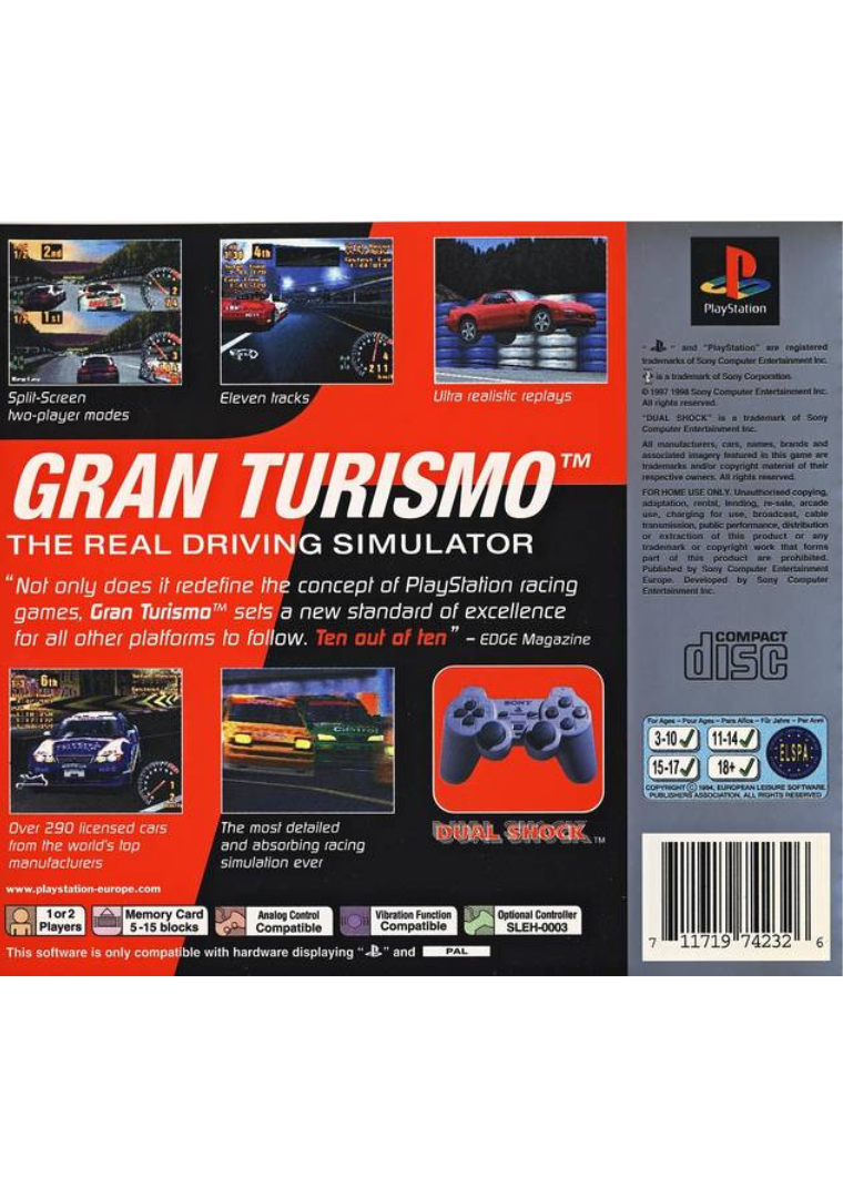 Gran Turismo (Platinum) back cover