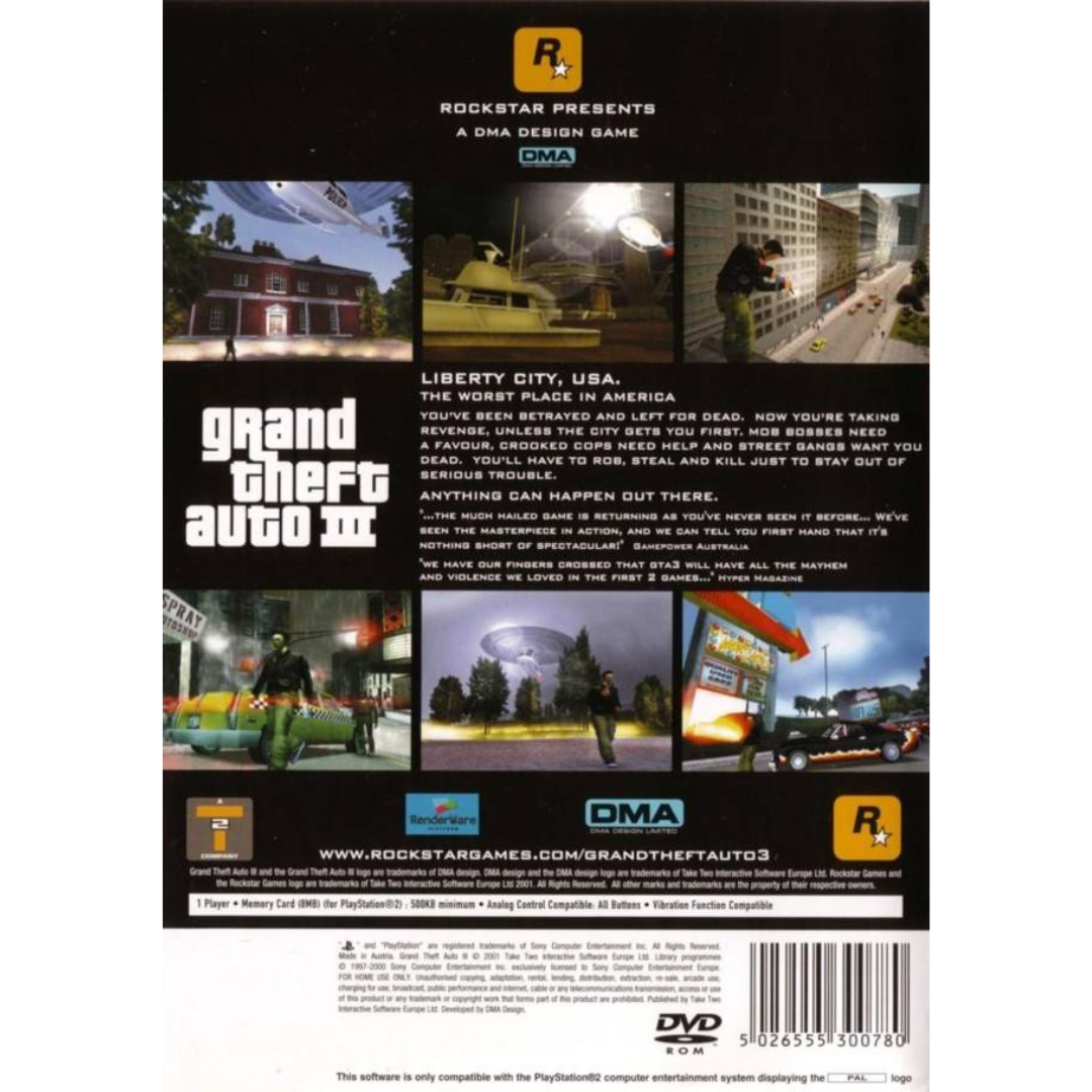 Grand Theft Auto III back cover