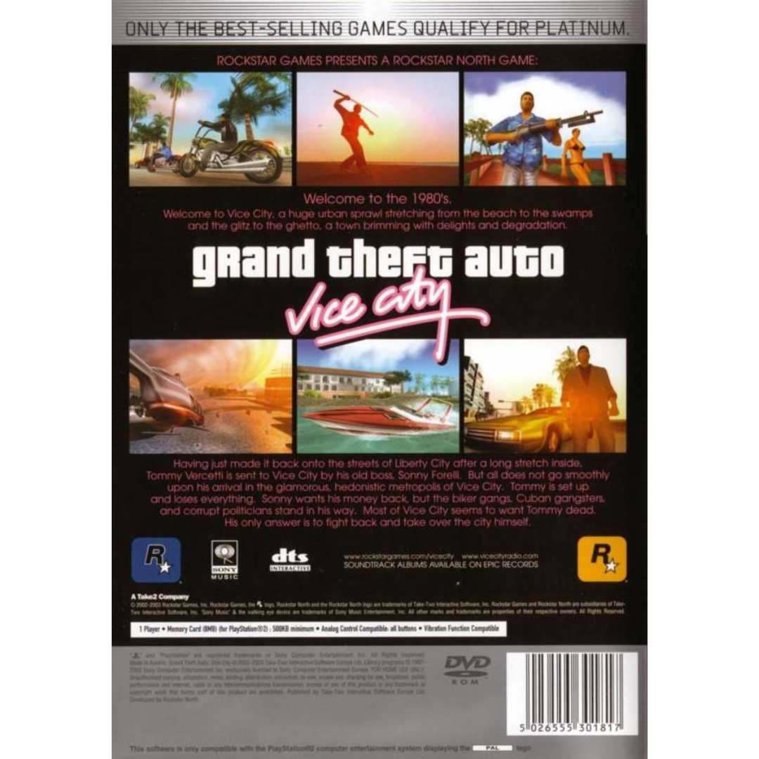 Grand Theft Auto: Vice City (Platinum) back cover