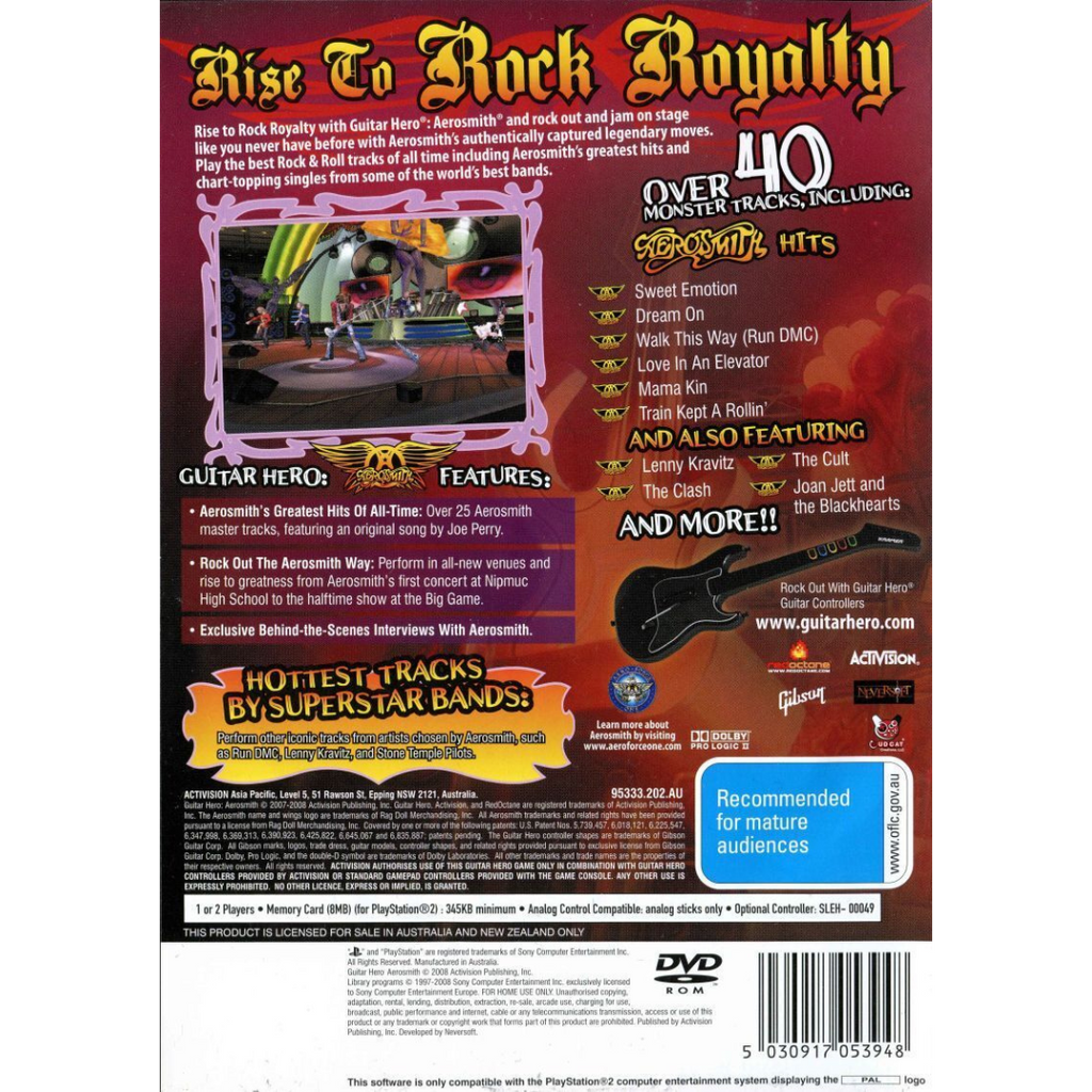 Guitar Hero: Aerosmith back cover