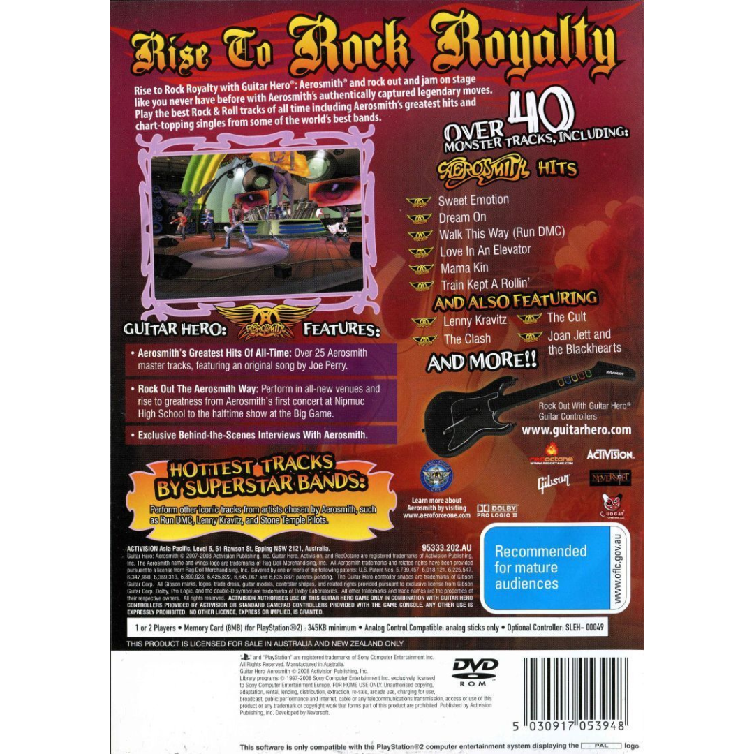 Guitar Hero: Aerosmith back cover