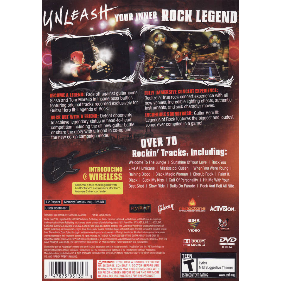 Guitar Hero III: Legends of Rock back cover