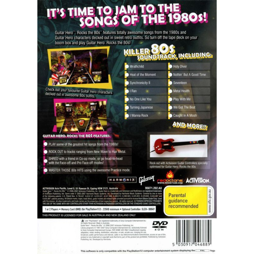 Guitar Hero: Rocks the 80s back cover