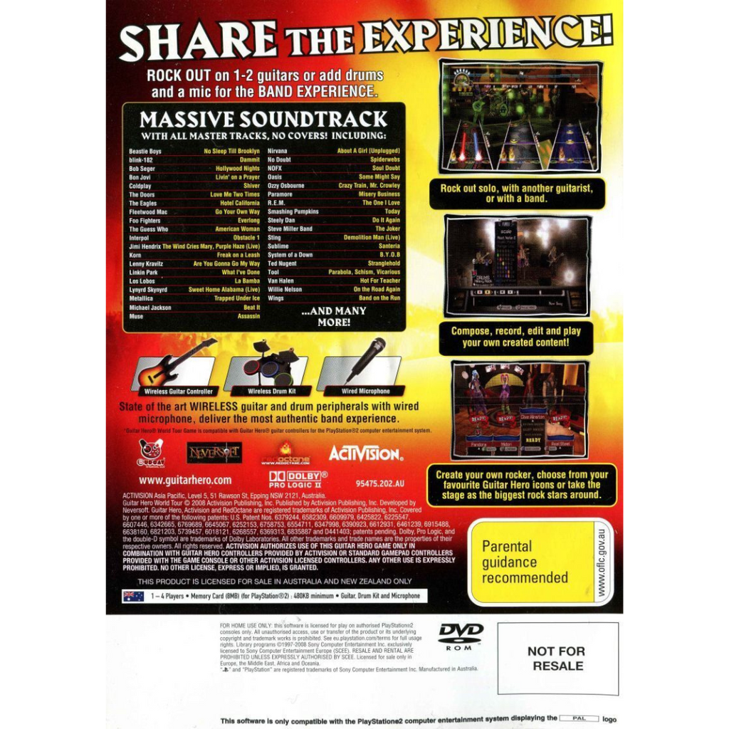 Guitar Hero: World Tour back cover