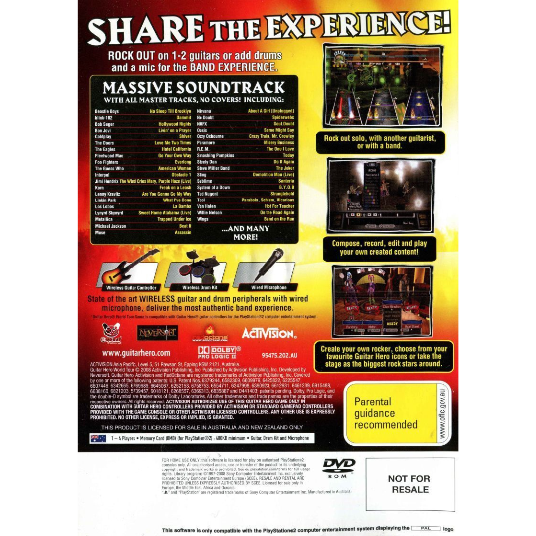 Guitar Hero: World Tour back cover