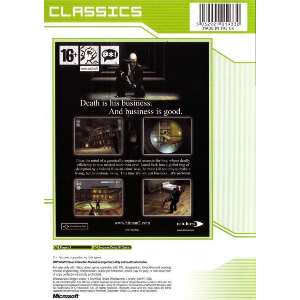 Hitman 2: Silent Assassin (Classics) back cover