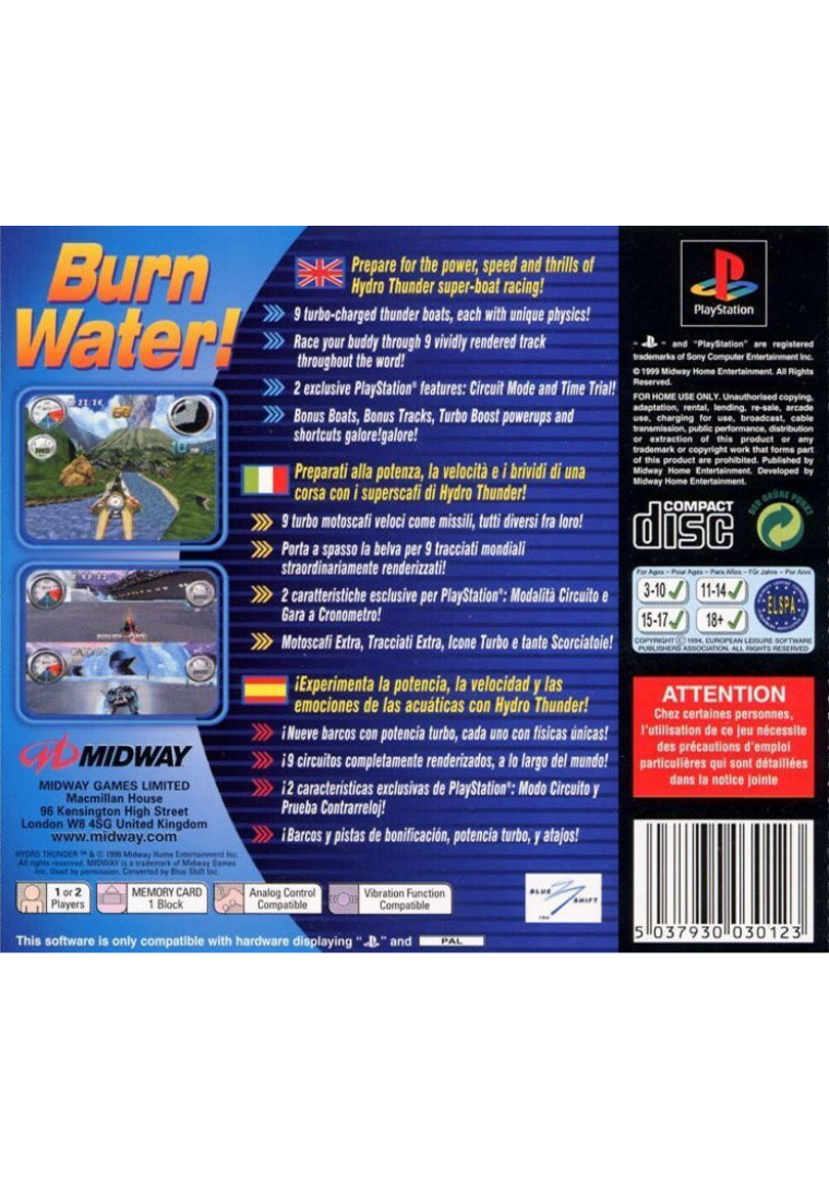 Hydro Thunder back cover