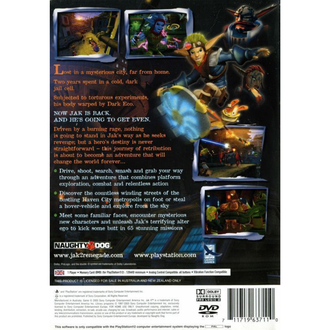 Jak II: Renegade back cover