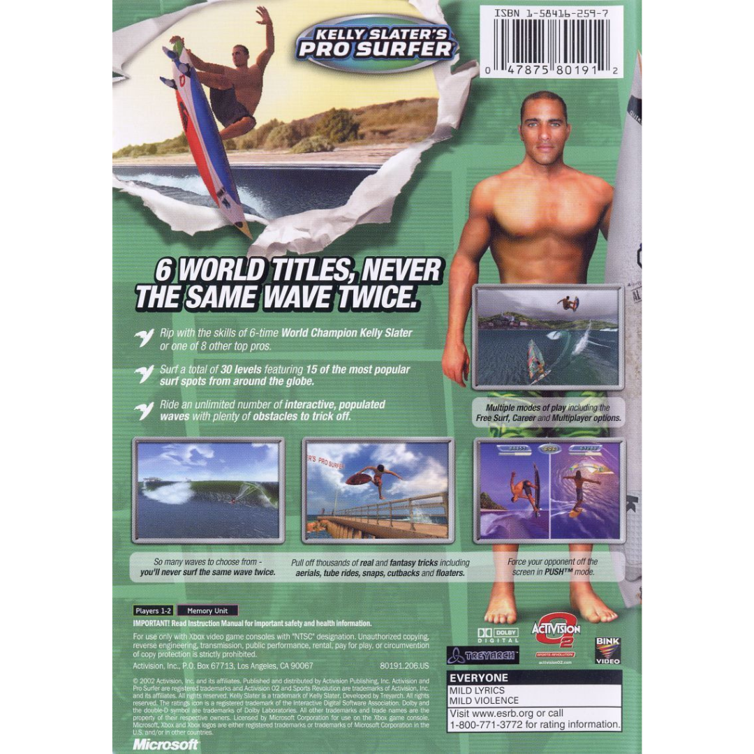 Kelly Slater's Pro Surfer back cover