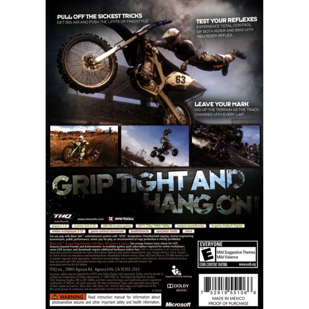 MX vs ATV: Reflex back cover