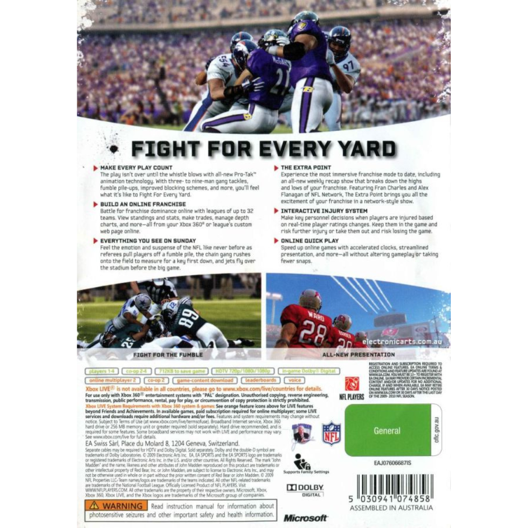 Madden NFL 10 back cover