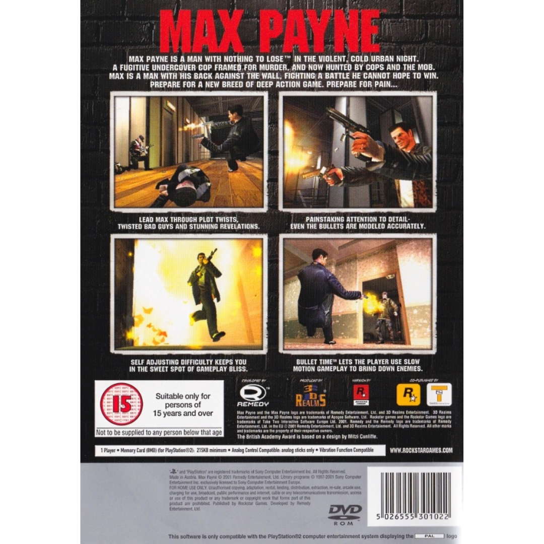 Max Payne (Platinum) back cover