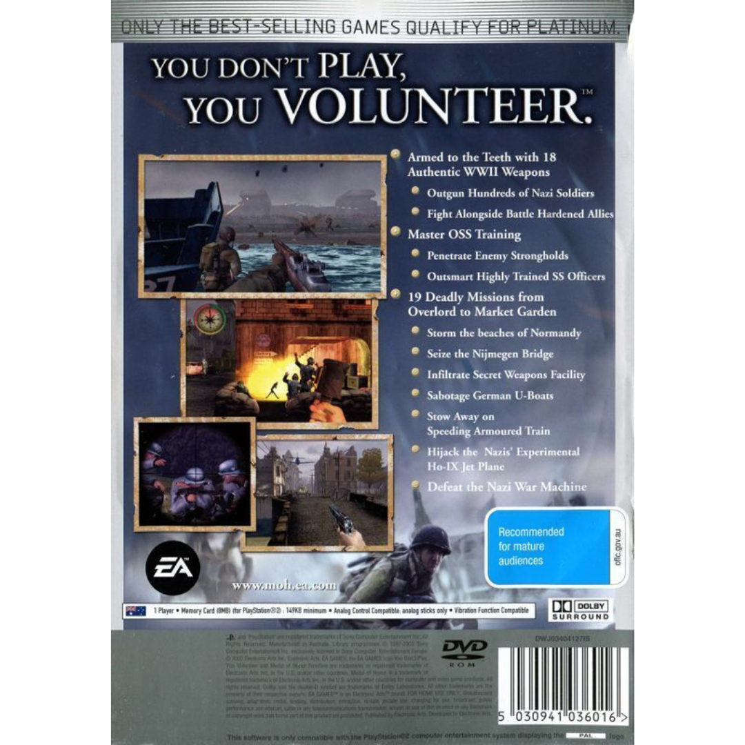 Medal of Honor Frontline (Platinum) back cover