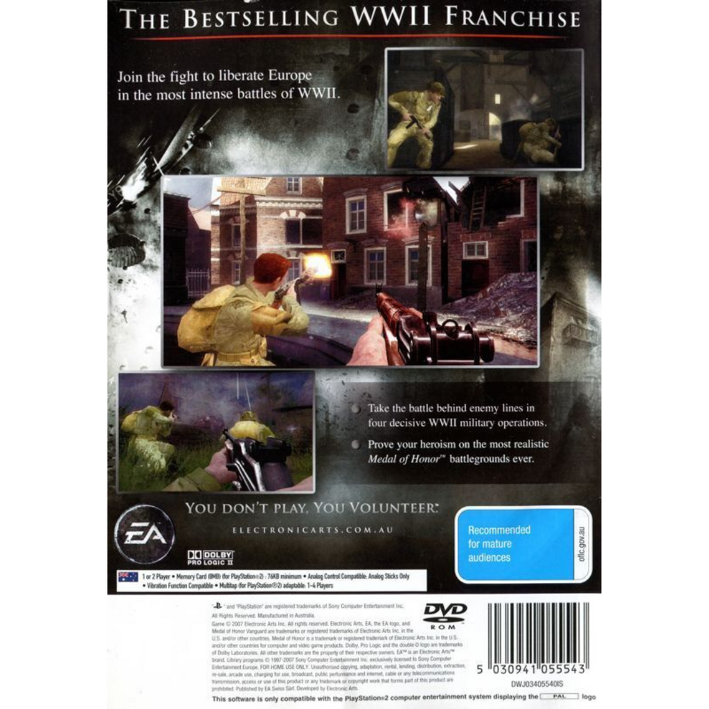 Medal of Honor Vanguard back cover