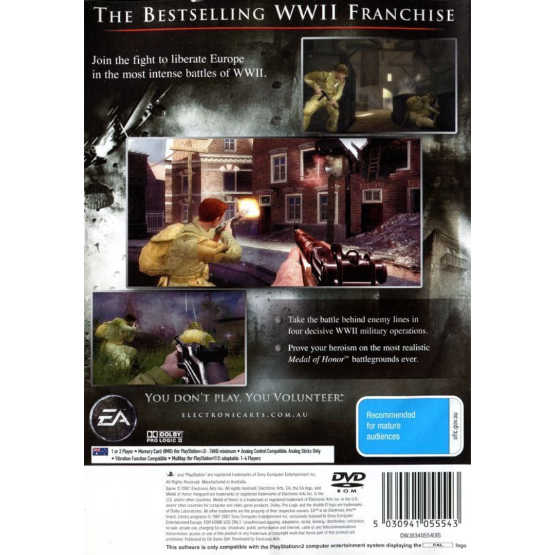Medal of Honor Vanguard back cover