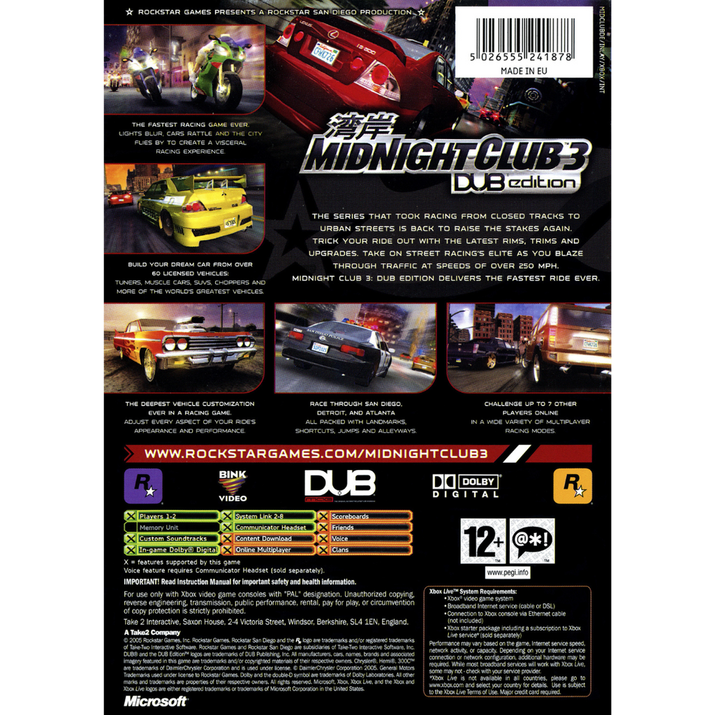 Midnight Club 3: DUB Edition back cover