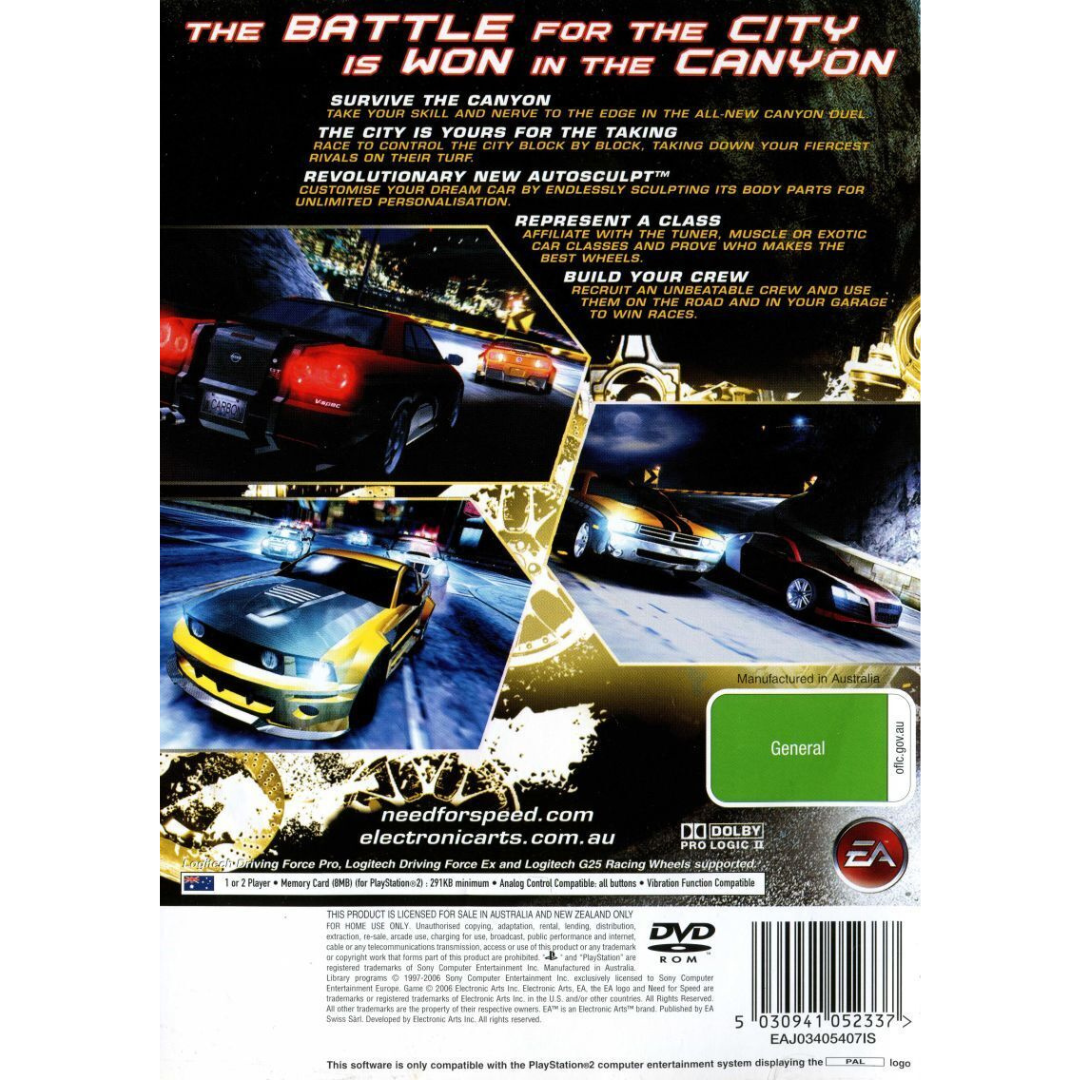 Need For Speed: Carbon back cover