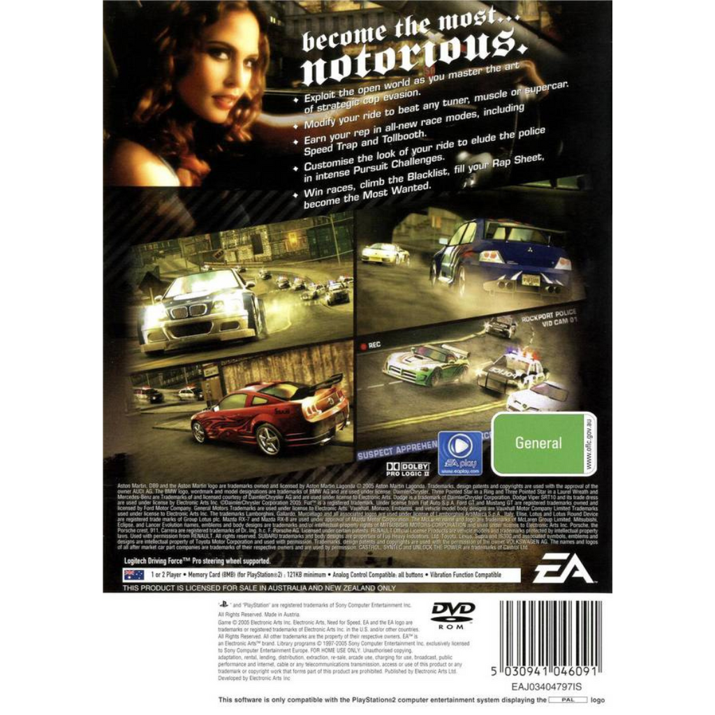 Need For Speed: Most Wanted (Platinum) back cover