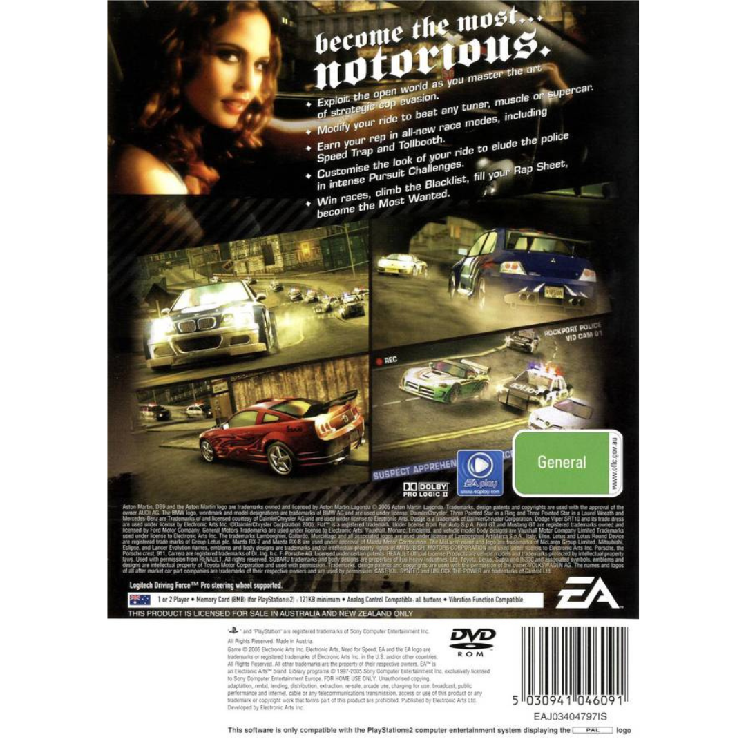 Need For Speed: Most Wanted (Platinum) back cover