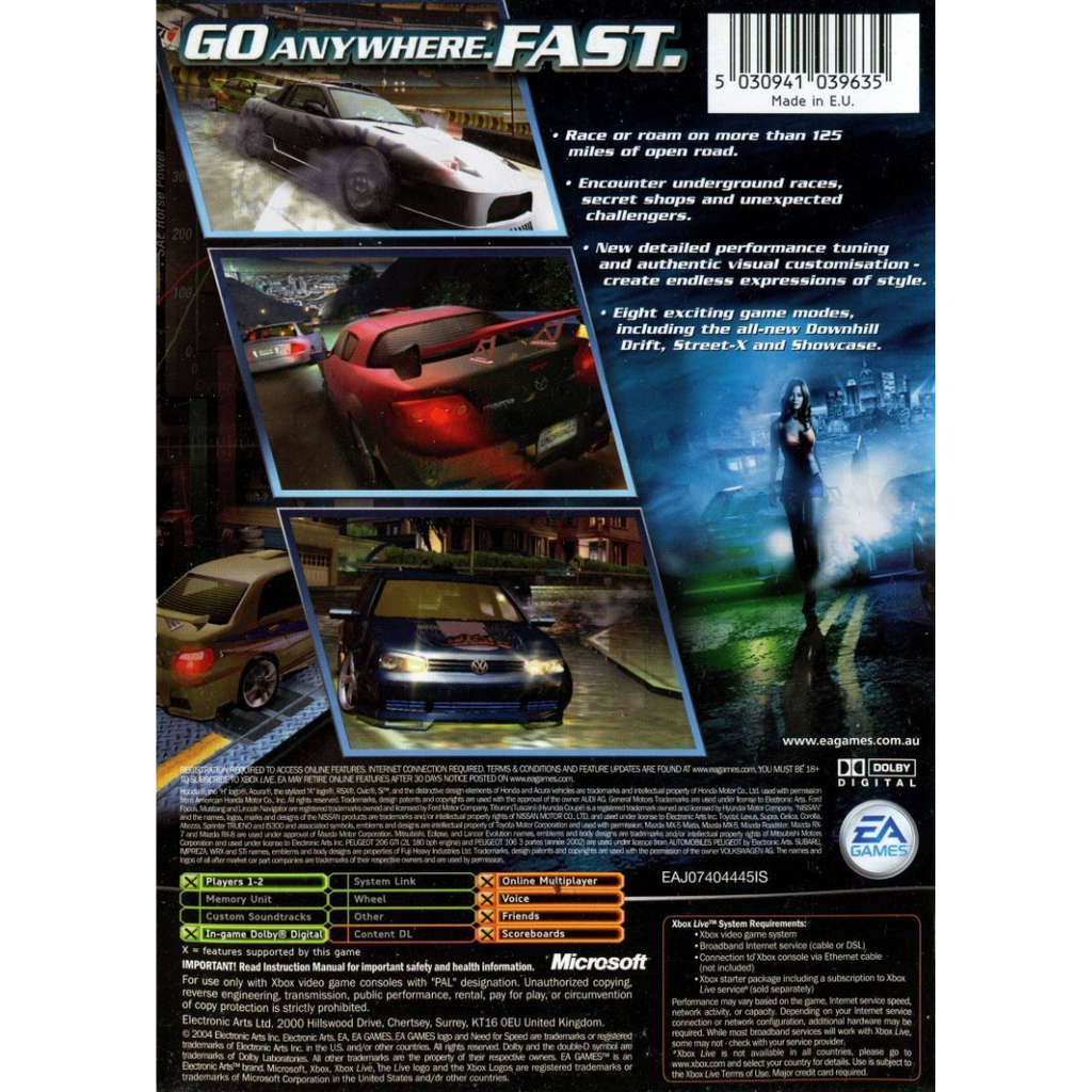 Need For Speed: Underground 2 back cover