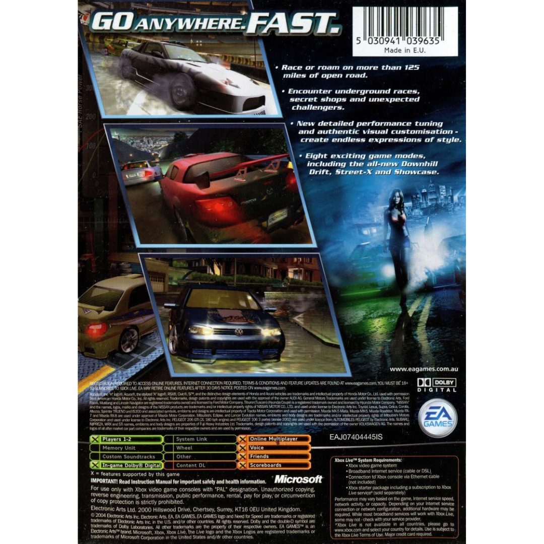 Need For Speed: Underground 2 back cover