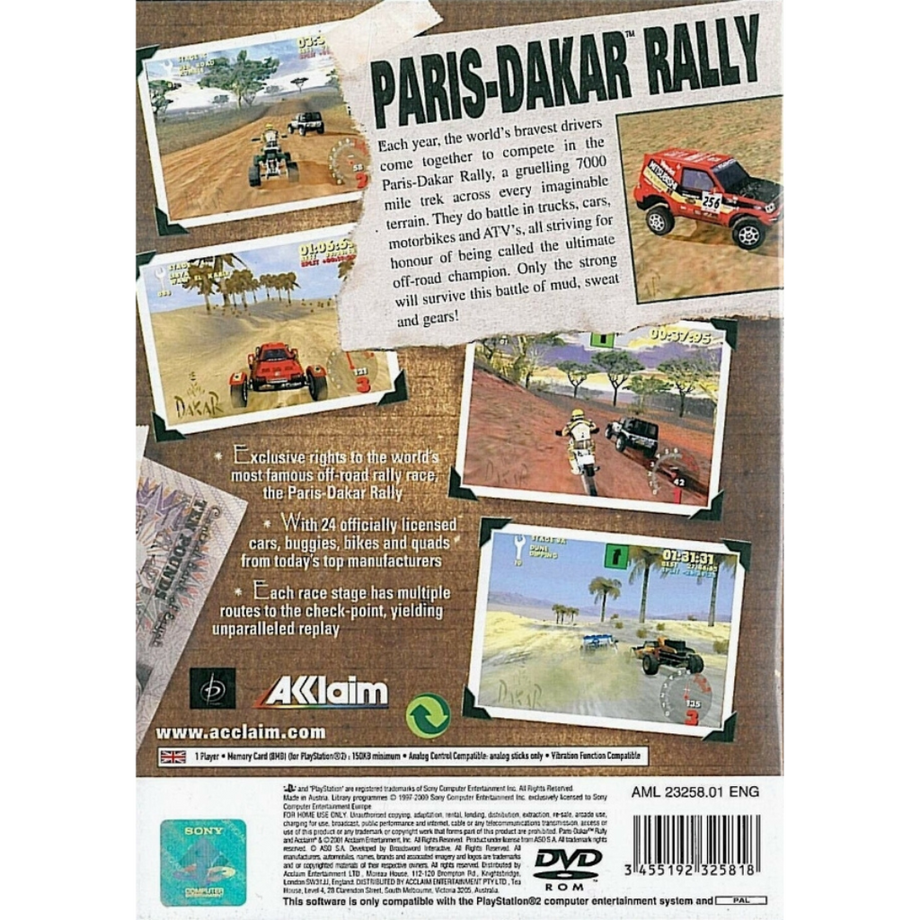 Paris-Dakar Rally back cover